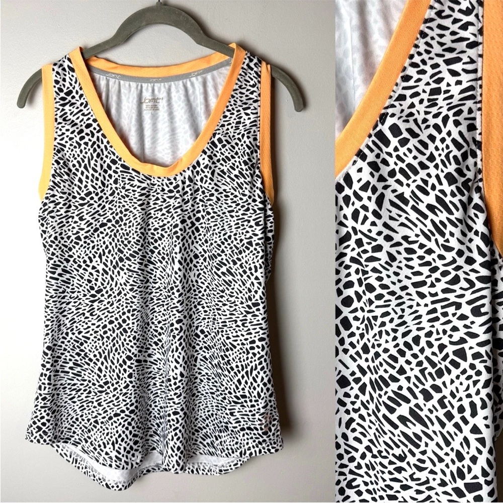 Jofit Athletic Top Size Large Sleeveless Stretch Golf Tennis Fitness Black White